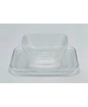 Coffret de 6 bols avec assiettes Strié
