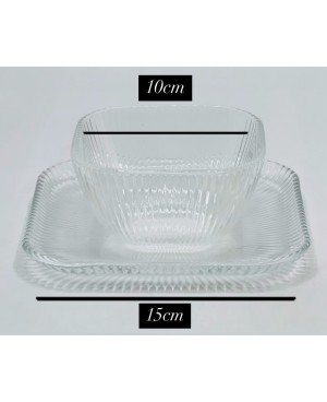 Coffret de 6 bols avec assiettes Strié