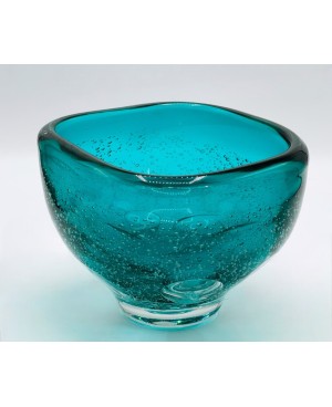  Vase en Verre Soufflé Bleu - 19x14.5cm
