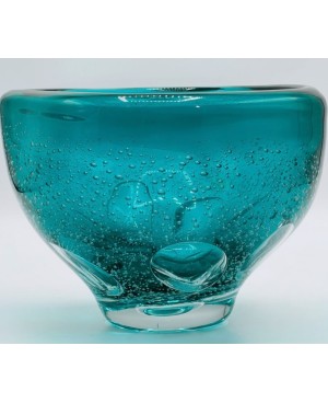 Vase en Verre Soufflé Bleu - 19x14.5cm