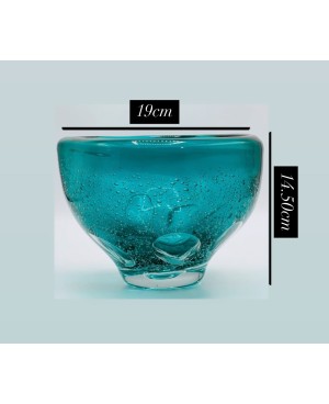 Vase en Verre Soufflé Bleu - 19x14.5cm