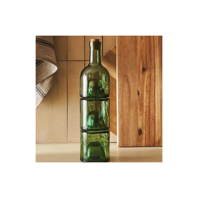 Huilier - Pack de 3 bouteilles en verre couleur verte