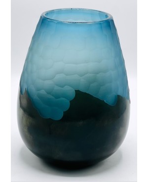 Vase en Verre Bleu Mate - PM