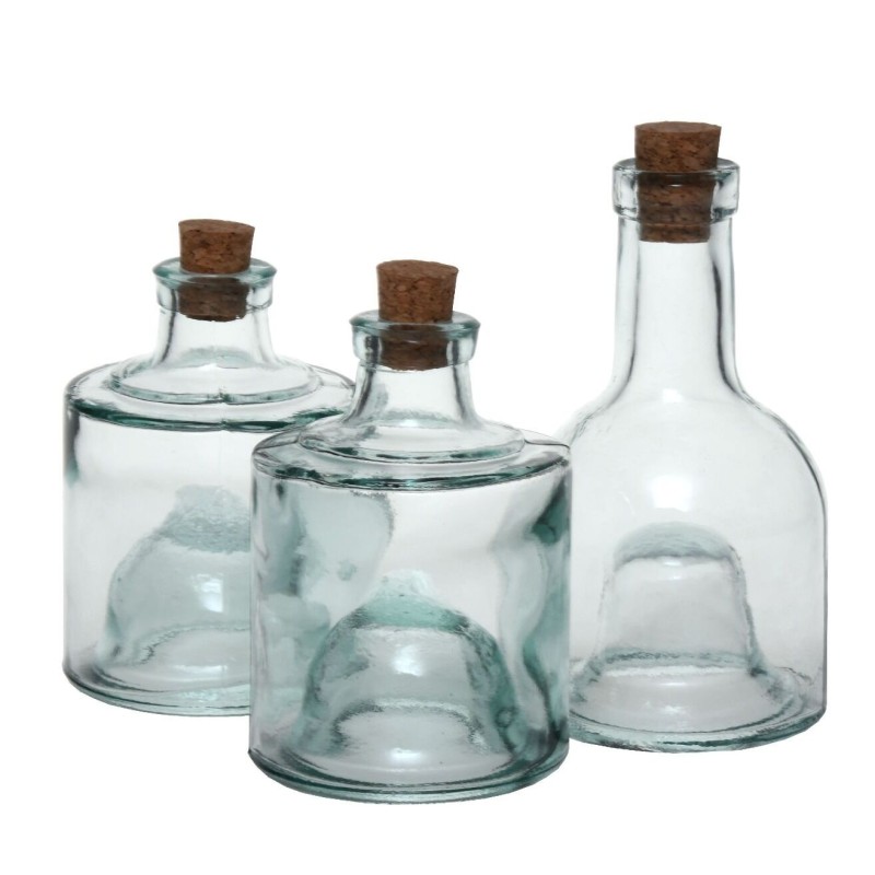 Huilier - Pack de 3 bouteilles en verre couleur Bleutée