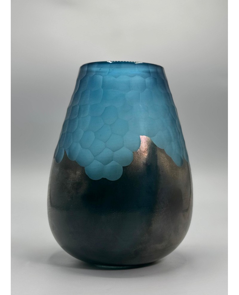 Vase en Verre Bleu Mate - PM