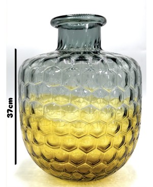 Vase en verre Jaune et Gris - GM
