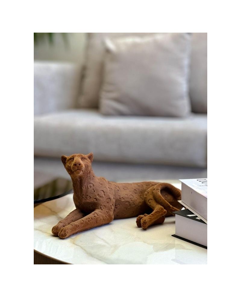 Tigre assis marron En Velours