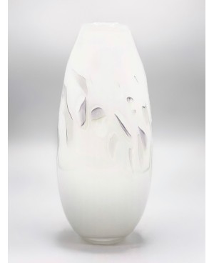  Vase en Verre Soufflé Blanc - GM