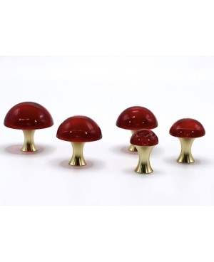  5 champignons en Cristal Rouge et Laiton