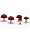 5 champignons en Cristal Rouge et Laiton