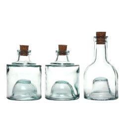 Huilier - Pack de 3 bouteilles en verre couleur Bleutée