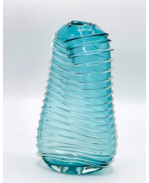  Vase en Verre Bleu Transparent - MM
