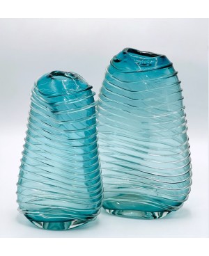  Vase en Verre Bleu Transparent - GM