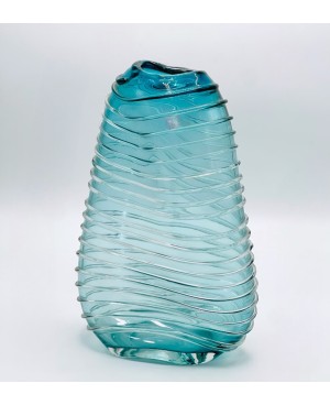 Vase en Verre Bleu Transparent - GM