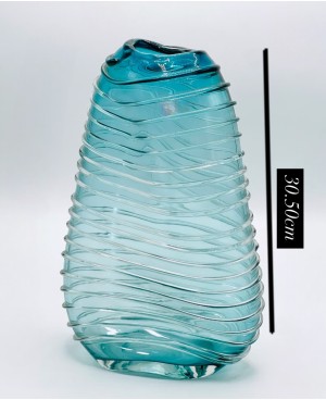 Vase en Verre Bleu Transparent - GM