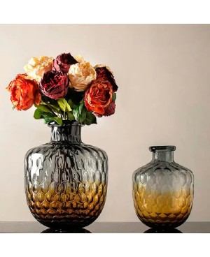  Vase en verre Jaune et Gris - GM