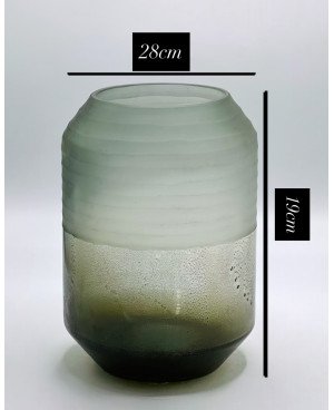 Vase en Verre Jaune et Gris -
