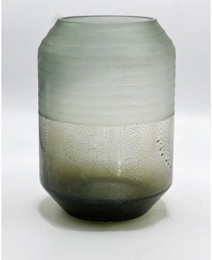 Vase en Verre Jaune et Gris -