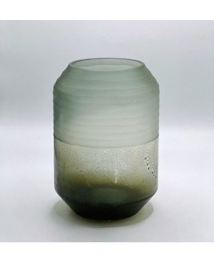  Vase en Verre Jaune et Gris -