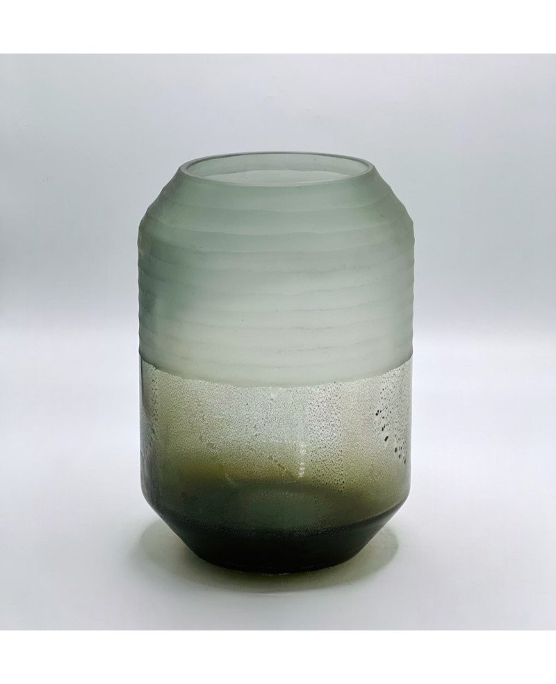 Vase en Verre Jaune et Gris -