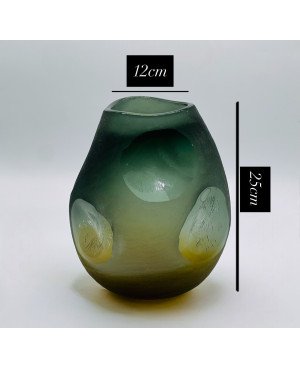 Vase en Verre Jaune et Bleu - GM