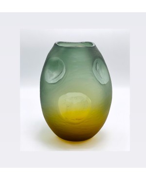  Vase en Verre Jaune et Bleu - MM
