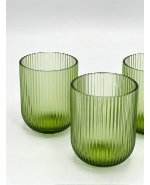 Coffret de 6 Verres à eau Striés - Vert