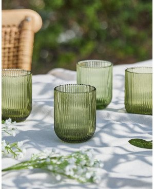  Coffret de 6 Verres à eau Striés - Vert
