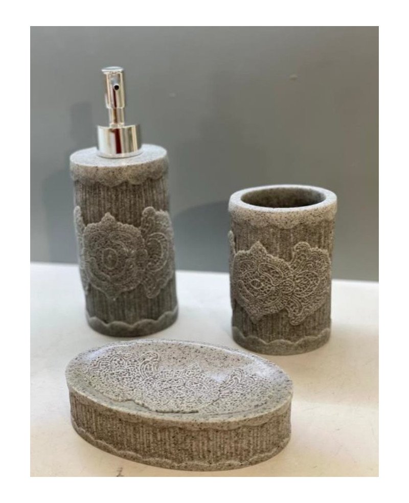 Set de Salle de Bain Daisy Gris - 3pcs