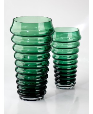 Vase en verre vert 15x28cm Petit Modèle