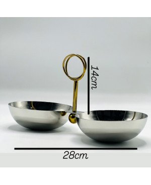 Presentoir de 2 bols en Inox avec Manche Dorée