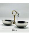 Presentoir de 2 bols en Inox avec Manche Dorée