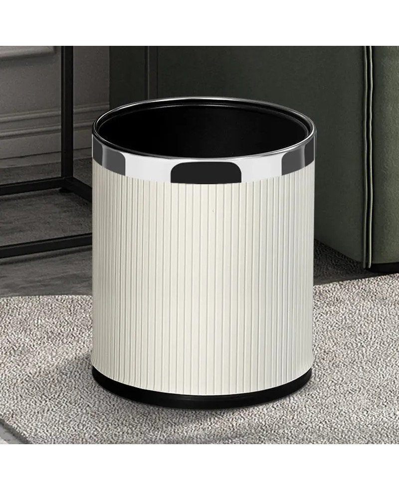 Poubelle en Cuir Blanc