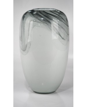  Vase en verre blanc marbre 32x14cm Petit Modèle