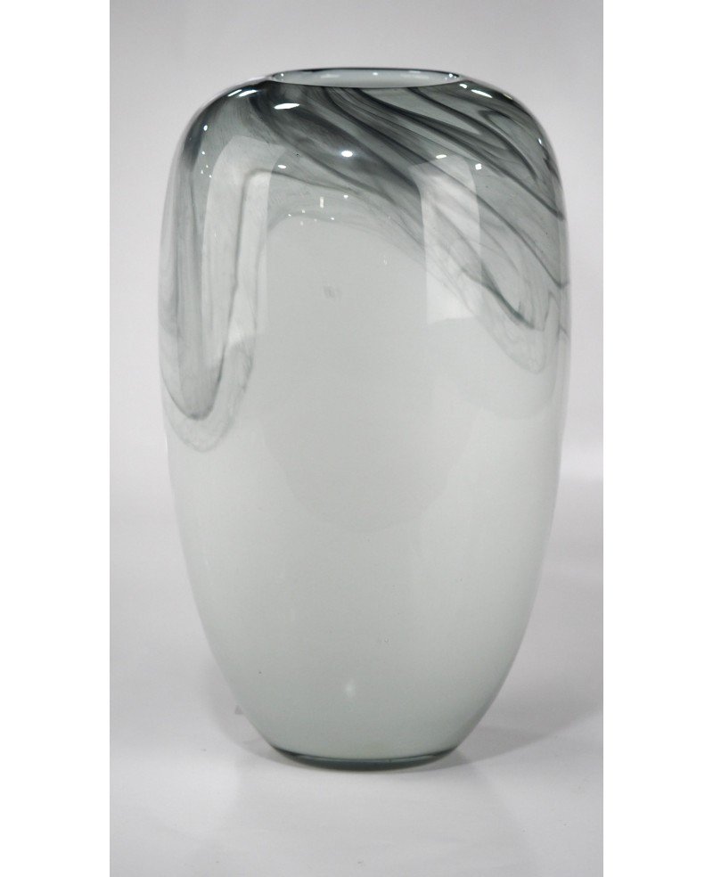 Vase en verre blanc marbre 32x14cm Petit Modèle