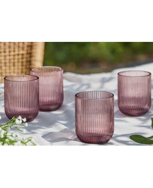  Coffret de 6 Verres à eau Striés - Rose