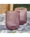 Coffret de 6 Verres à eau Striés - Rose