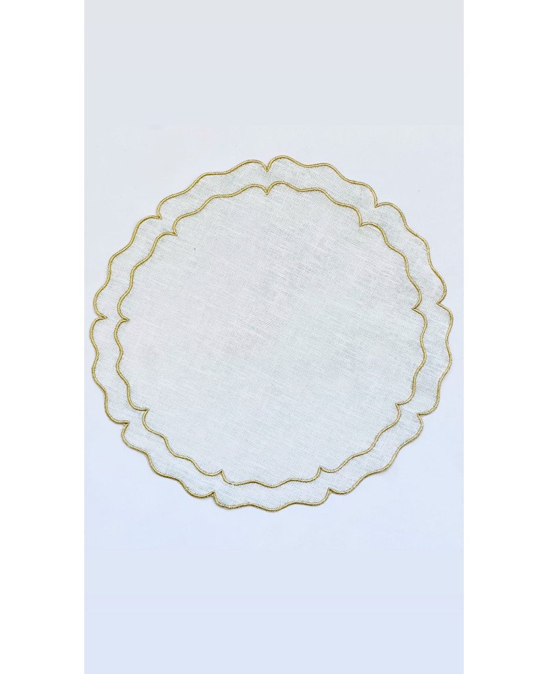 6 Set de Table en Lin Fil Dore