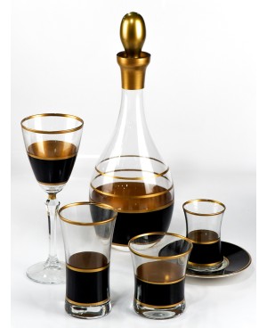Coffret de 6 Tasses de Thé Noir et Doré