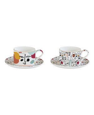  Coffret de 2 Tasses à Thé avec Sous Tasses - VISAGE