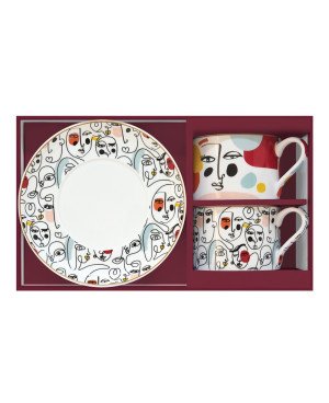 Coffret de 2 Tasses à Thé avec Sous Tasses - VISAGE