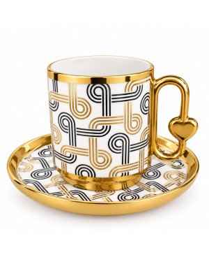  Set de 6 tasses à café avec sous tasses doré