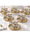 Set de 6 tasses à café avec sous tasses doré