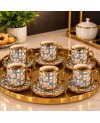 Set de 6 tasses à café avec sous tasses doré