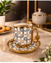 Set de 6 tasses à café avec sous tasses doré