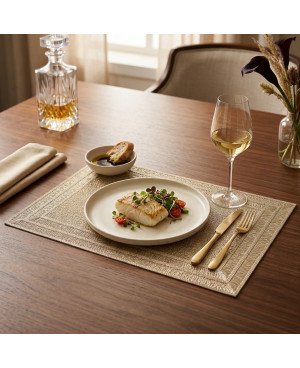  Set de Table 6pcs Rectangle - Doré