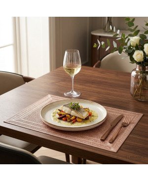  Set de Table Rond 6 pcs Rectangle - Bronze