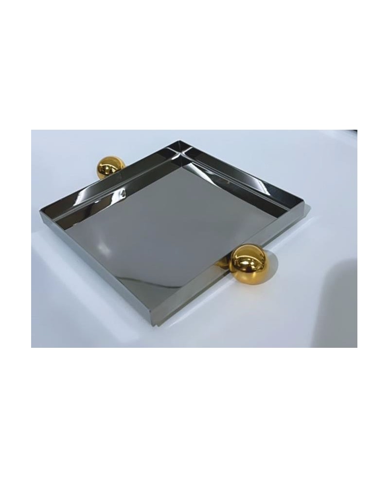 Plateau Prestige INOX PERLES GOLD Carré - NARIN