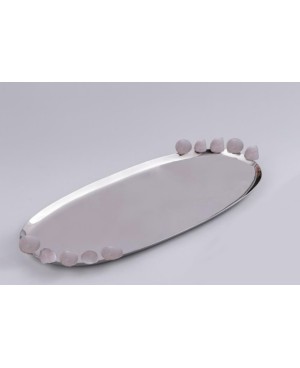  Plateau Ovale Galets Roses 52x18cm