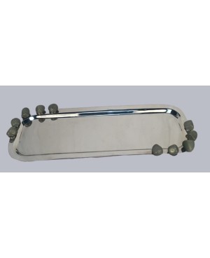  Plateau Rectangulaire Galets Verts 45cm